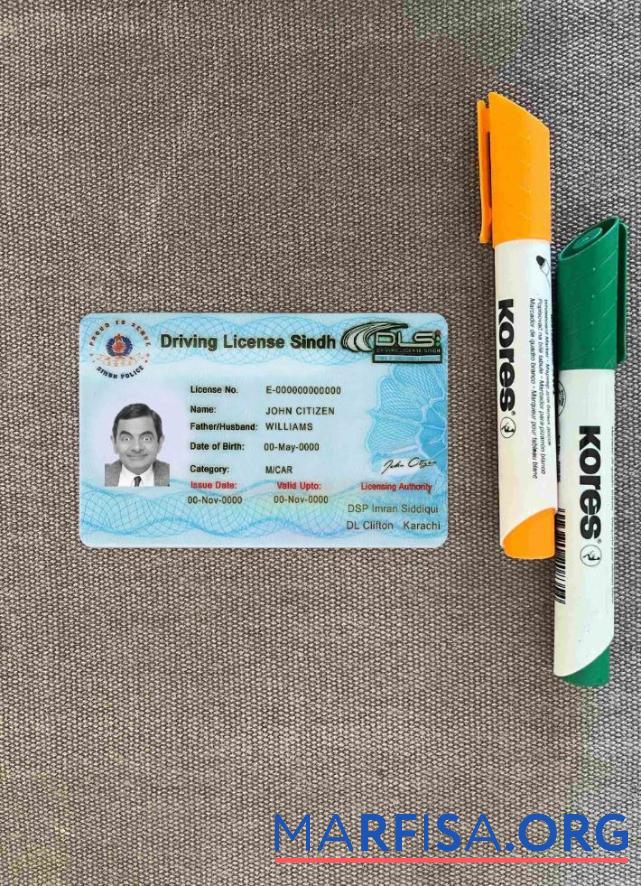 Downloadable Pakistan Sindh province driving license (2016 present) photolook template